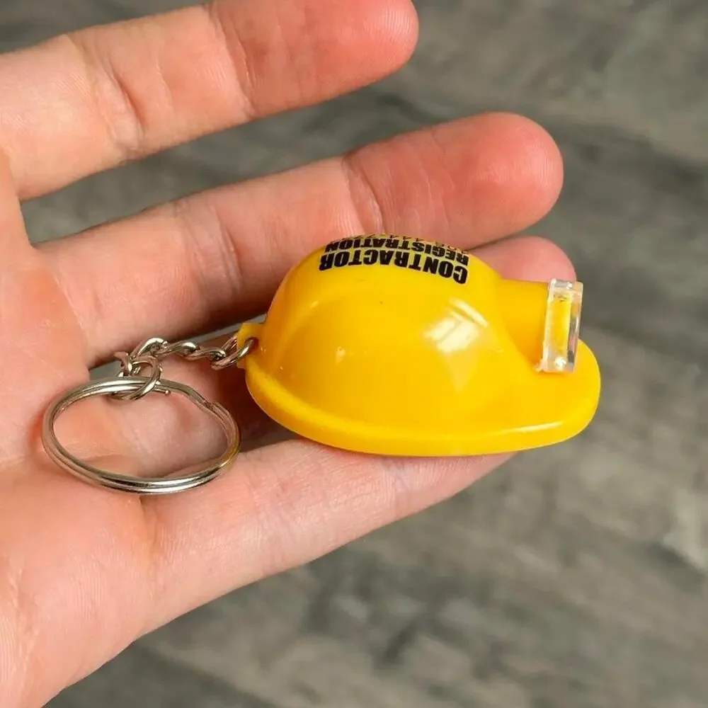 Vintage Mini Construction Helmet Light Keychain